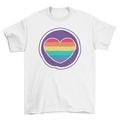 Rainbow Heart T-Shirt – Colorful Graphic Tee, 5 Colors, Sizes S–3XL