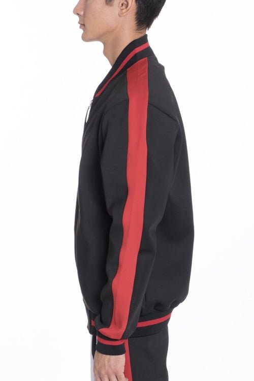 Rally Track Set – Black & Red Two-Piece with Zip Jacket & Jogger Pants