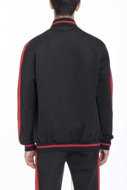 Rally Track Set – Black & Red Two-Piece with Zip Jacket & Jogger Pants