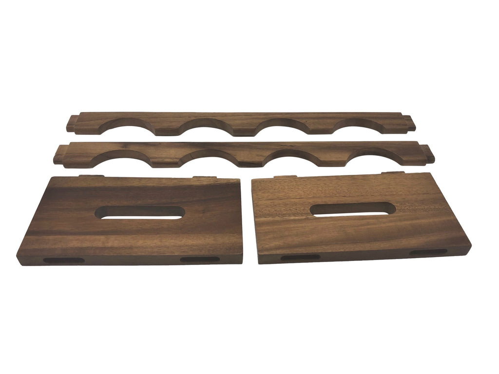 Stackable Acacia Wood Wine Rack – 4-Bottle Countertop Storage with Handles, 20" x 9"
