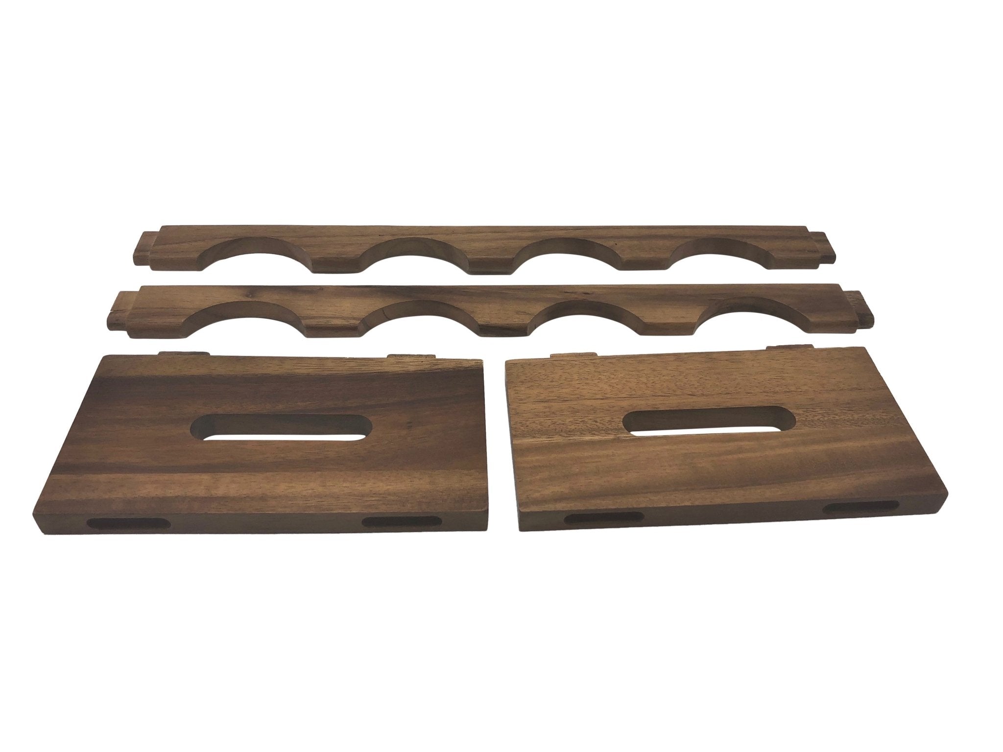 Stackable Acacia Wood Wine Rack – 4-Bottle Countertop Storage with Handles, 20" x 9"