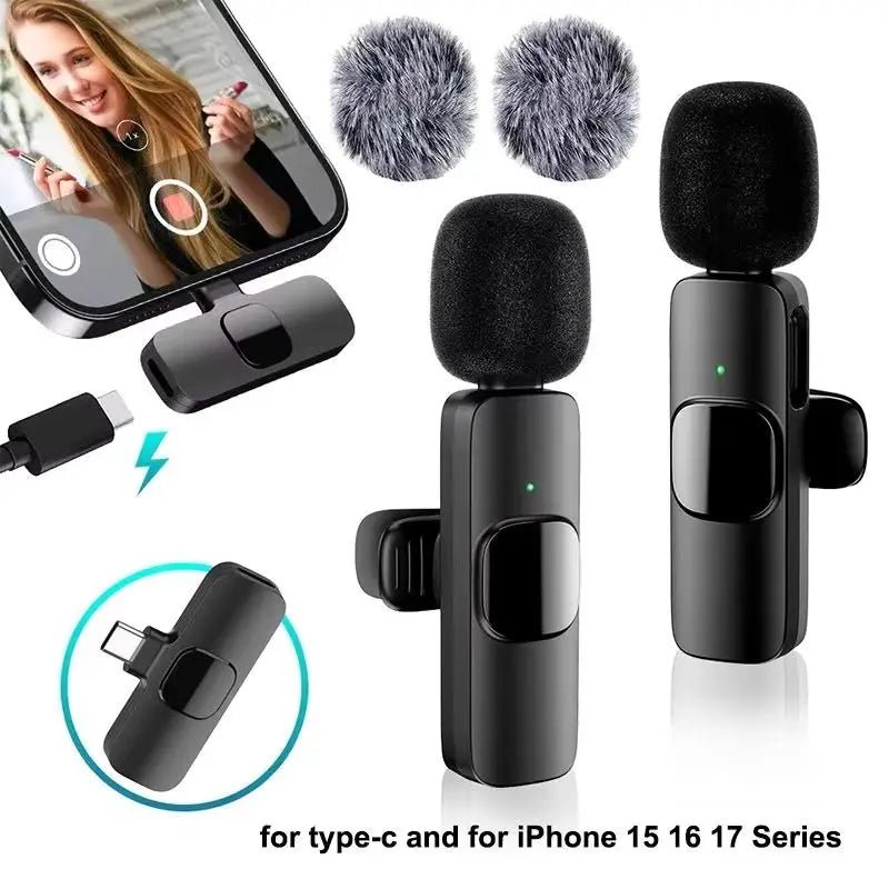 Wireless Lavalier Microphone – USB-C & Lightning, Noise Reduction for iPhone, Android & Live Streaming