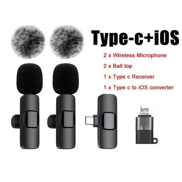 Wireless Lavalier Microphone – USB-C & Lightning, Noise Reduction for iPhone, Android & Live Streaming