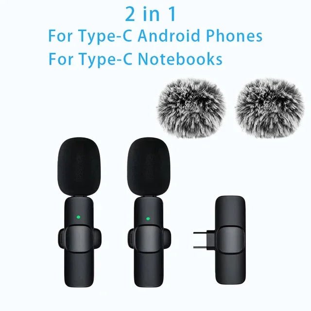 Wireless Lavalier Microphone – USB-C & Lightning, Noise Reduction for iPhone, Android & Live Streaming